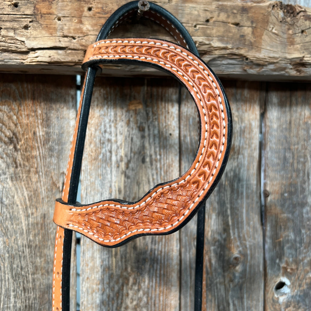 Basketweave Light Oil One Ear Headstall / Bridle — view 2