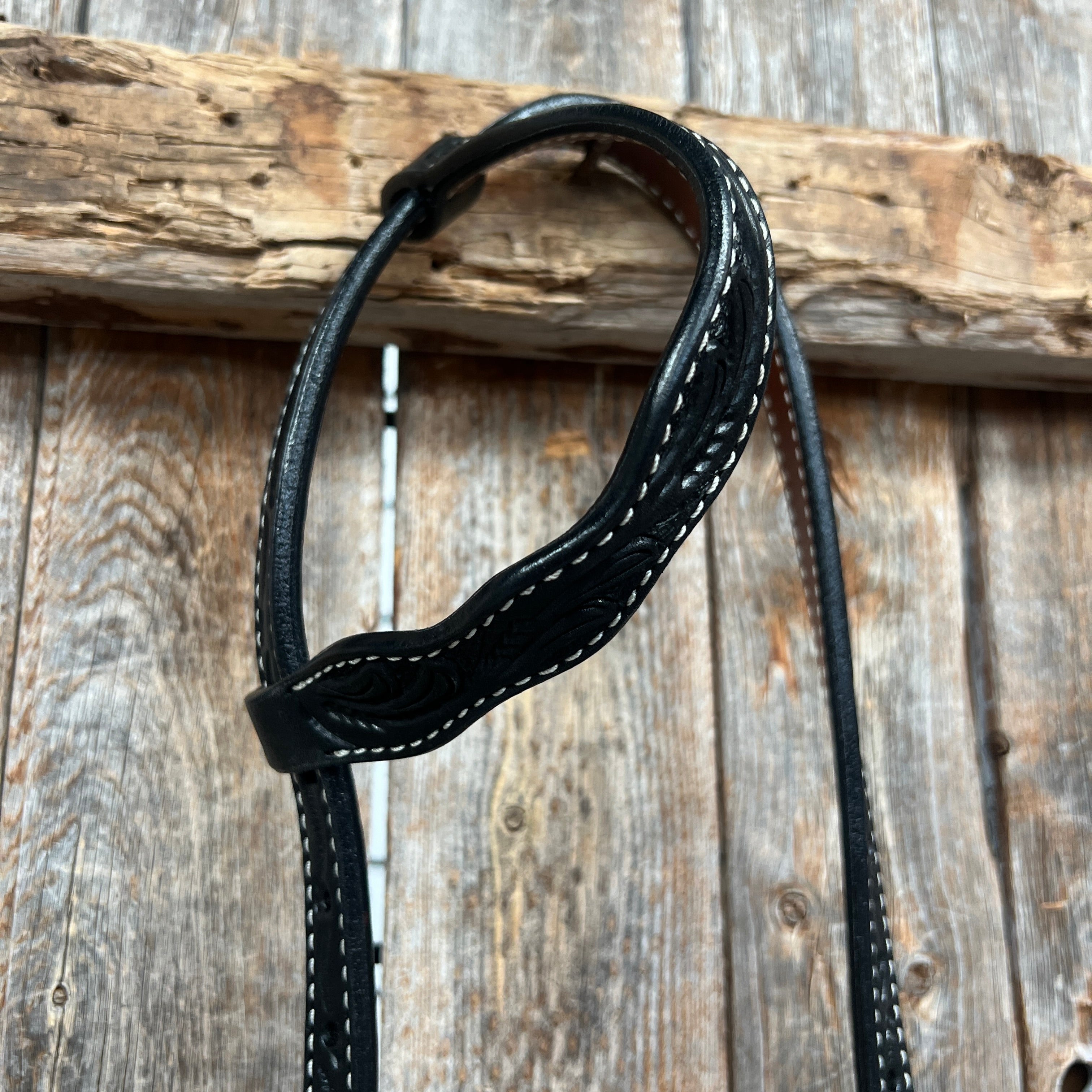 Floral Scalloped Black One Ear Headstall / Bridle — view 2