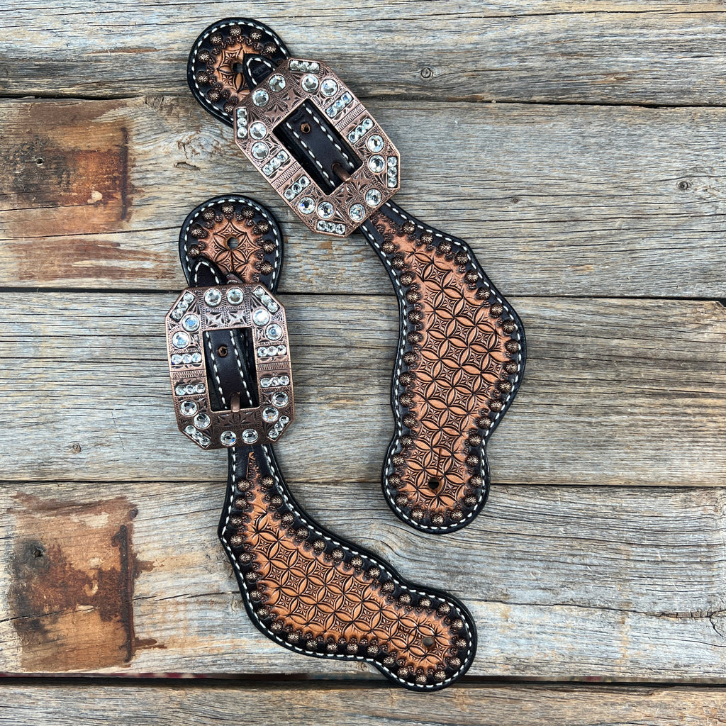 Copper Dot Honeycomb Clear Spur Straps #SS127