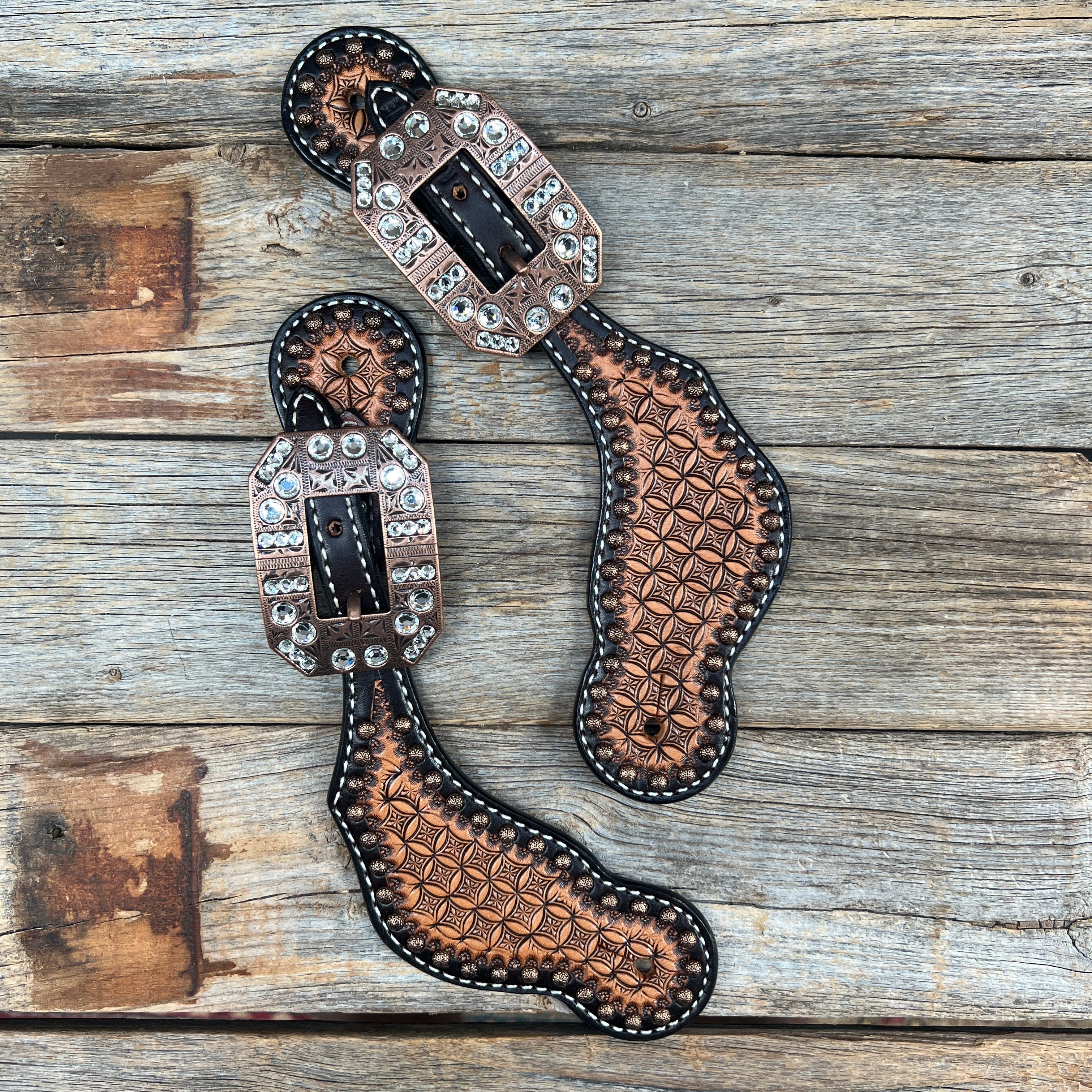 Copper Dot Honeycomb Clear Spur Straps #SS127