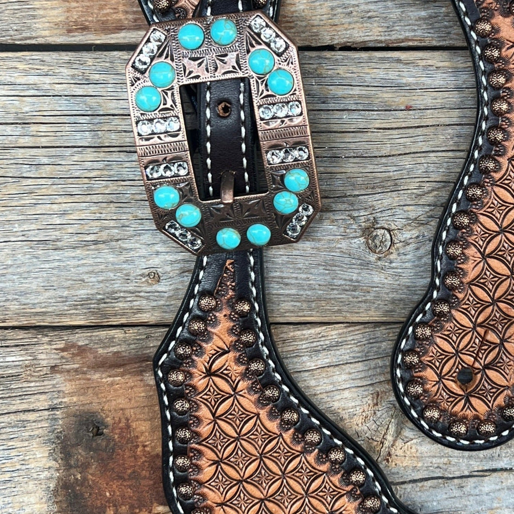 Copper Dot Honeycomb Turquoise, Clear Spur Straps #SS131 — view 2