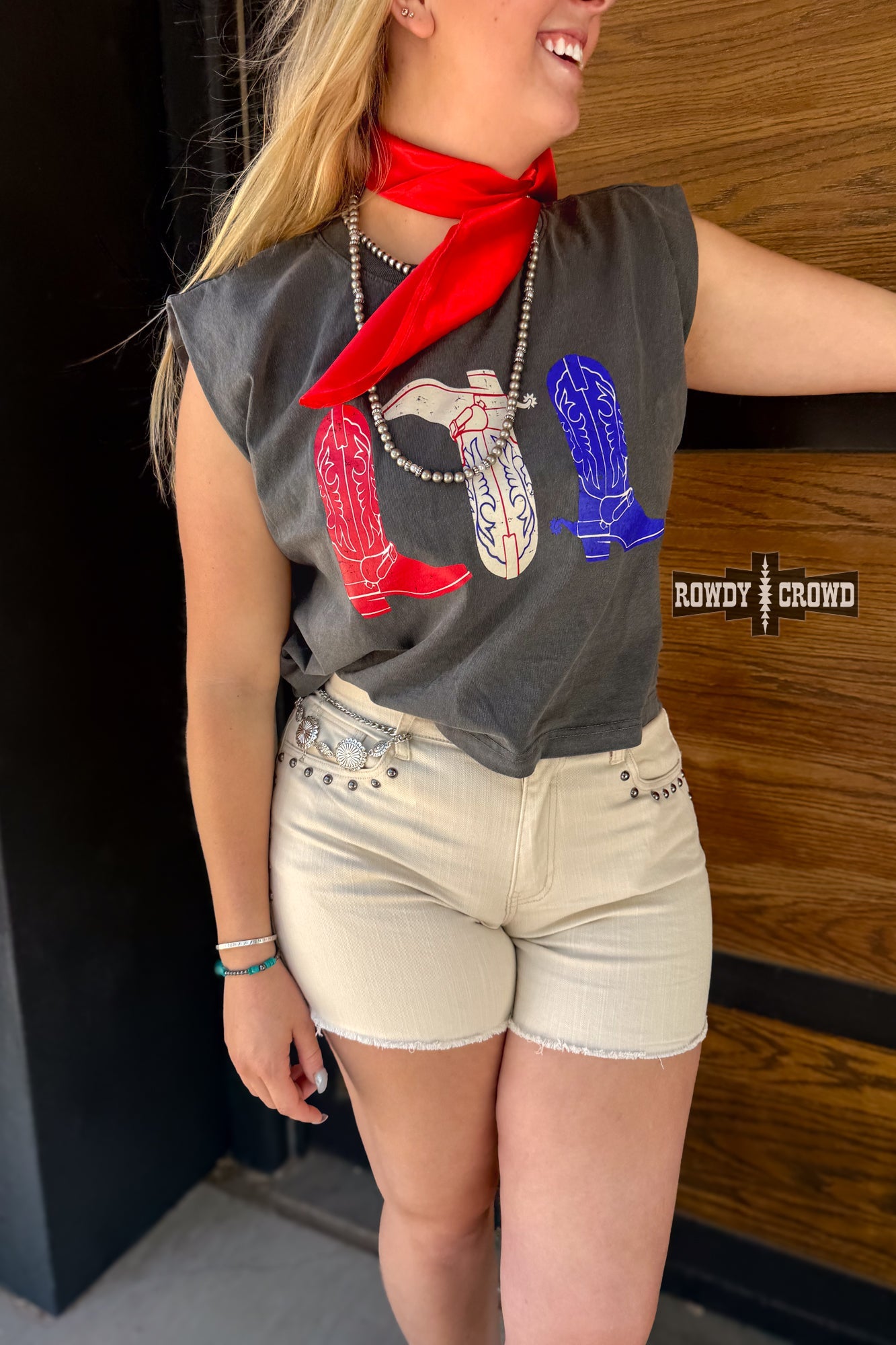 DS Red, White & Boots Tank by Rowdy Crowd Clothing - product image 6