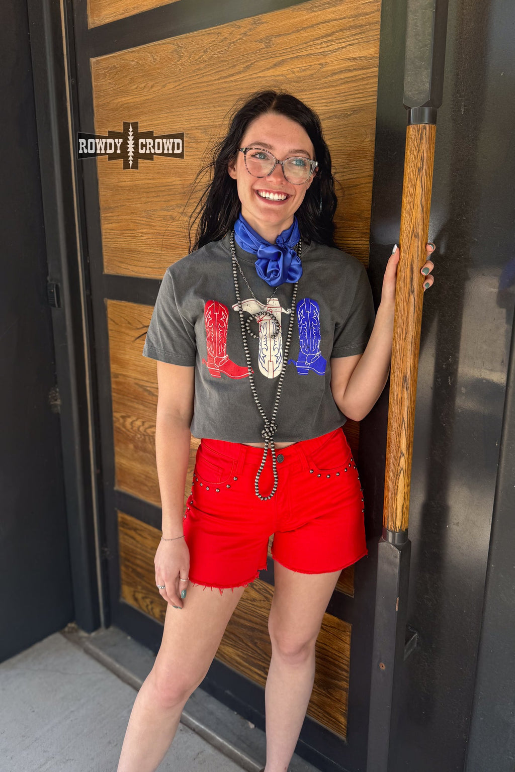 DS Red, White & Boots Tee by Rowdy Crowd Clothing