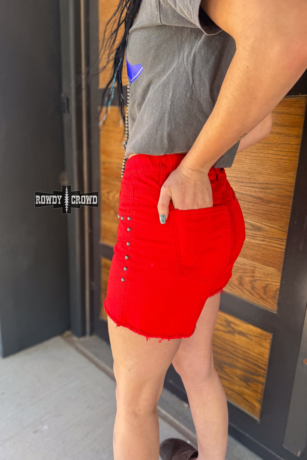 DS RED- Shenandoah Stud Shorts by Rowdy Crowd Clothing - product image 3