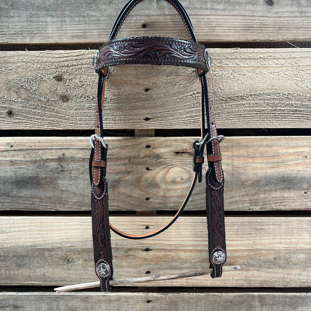 Dark Oil Braid Texas Star Browband Tack Set #BBBC627 — view 3