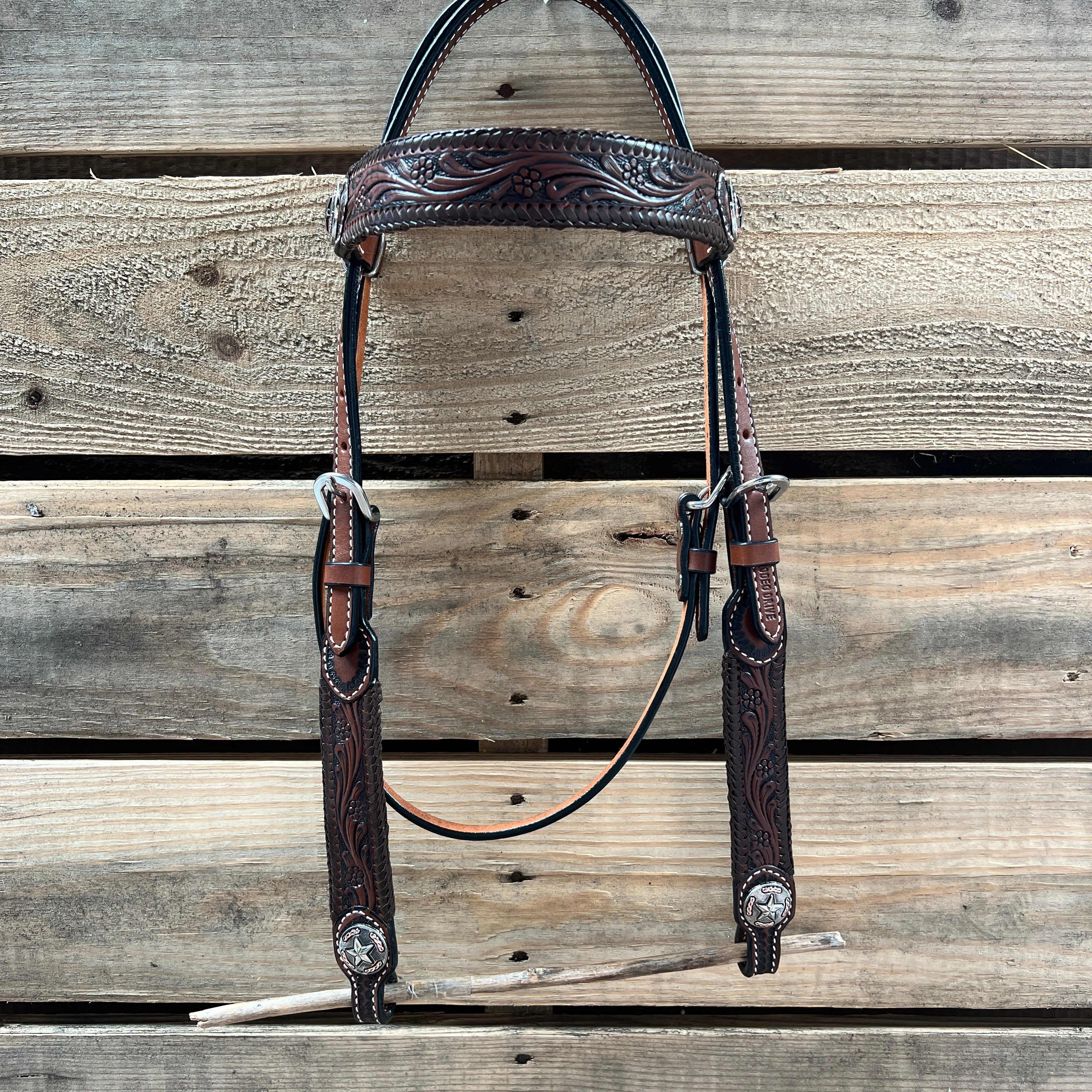 Dark Oil Braid Texas Star Browband Tack Set #BBBC627 — view 3