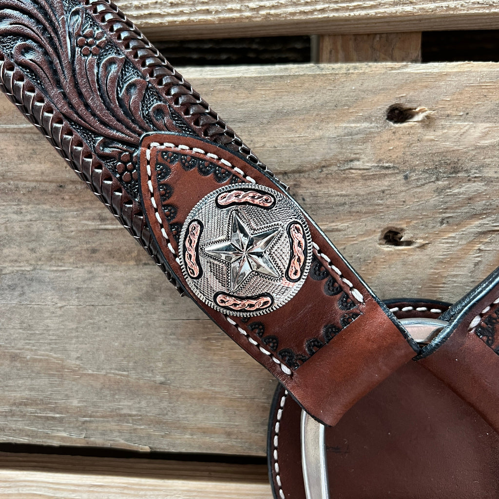 Dark Oil Braid Texas Star Browband Tack Set #BBBC627 — view 9