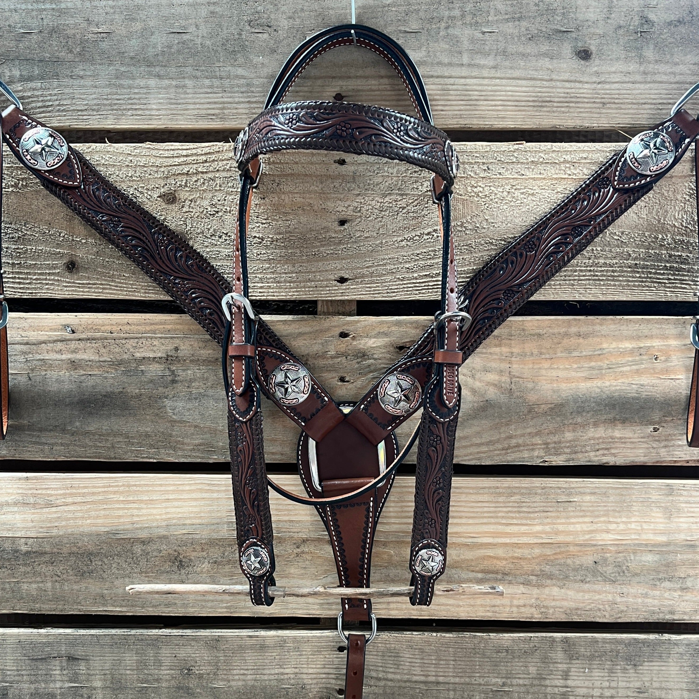 Dark Oil Braid Texas Star Browband Tack Set #BBBC627
