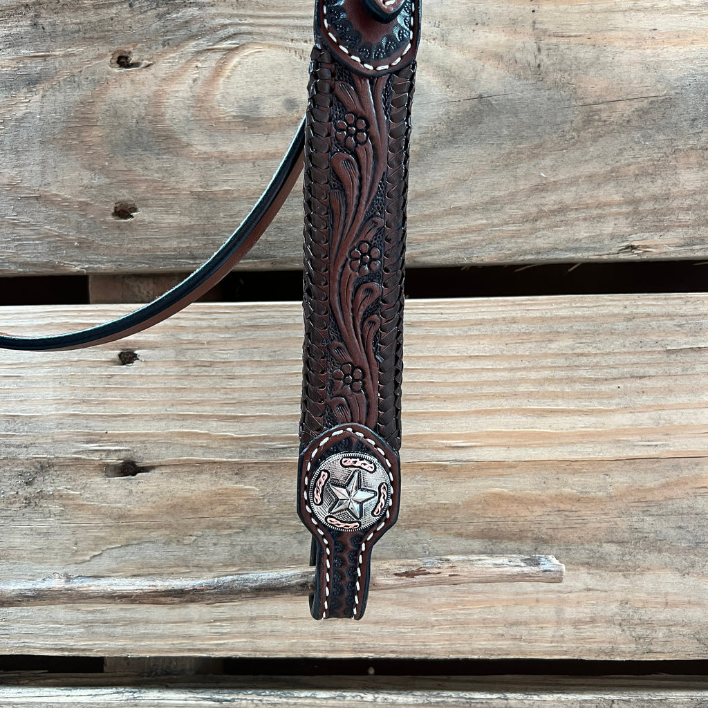 Dark Oil Braid Texas Star Browband Tack Set #BBBC627 — view 5
