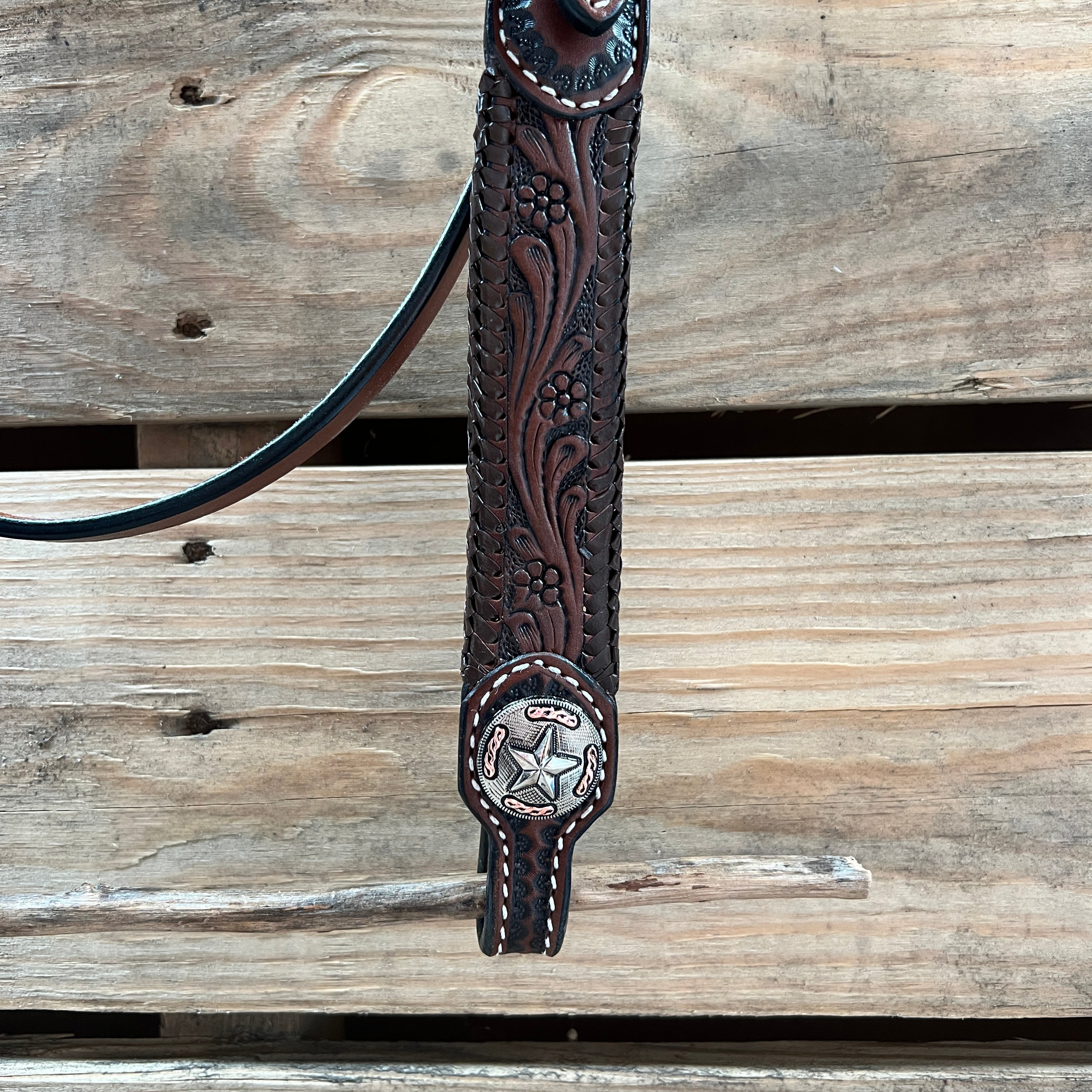 Dark Oil Braid Texas Star Browband Tack Set #BBBC627 — view 5