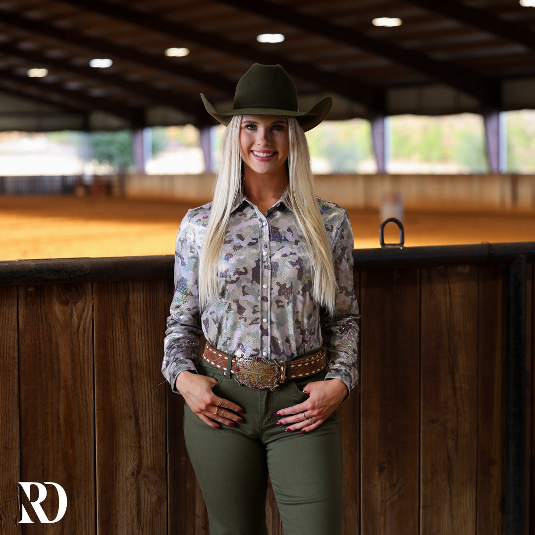 Combat Cowgirl Sparkle Performance Rodeo Shirt — view 2