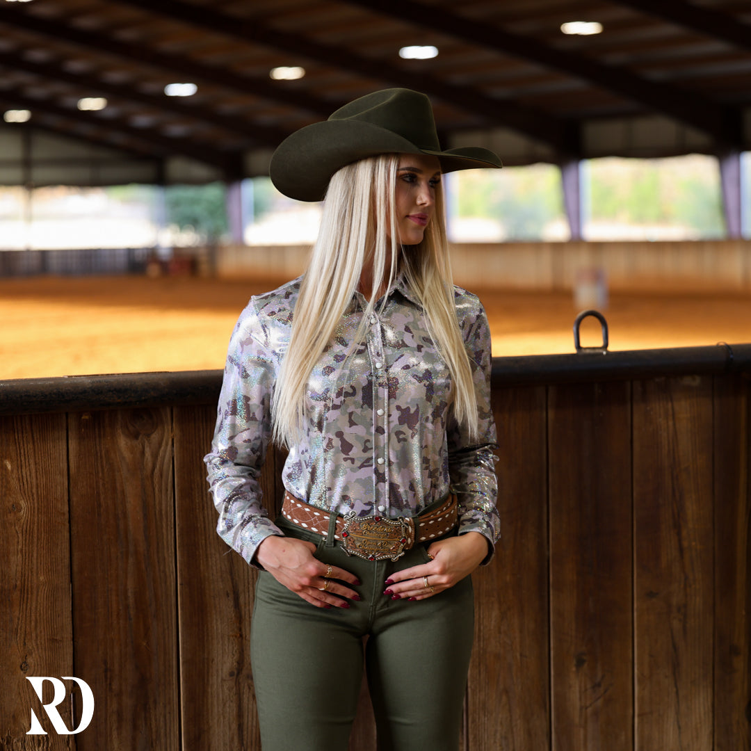 Combat Cowgirl Sparkle Performance Rodeo Shirt — view 4