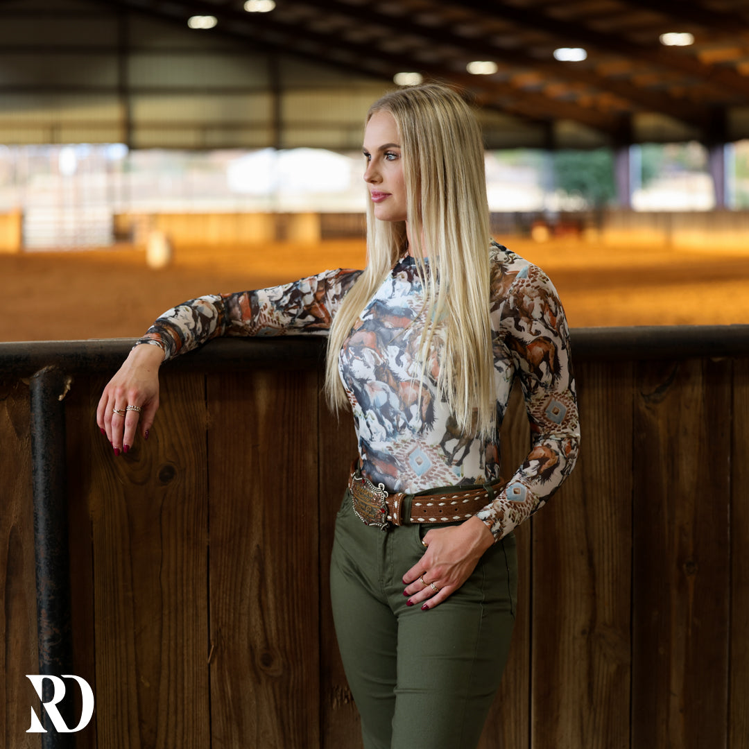 Wild Horses Mesh Layering Top — view 2