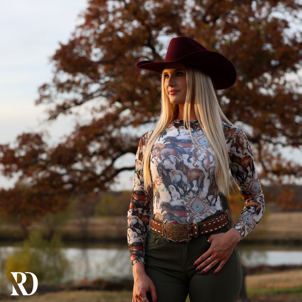Wild Horses Mesh Layering Top — view 5