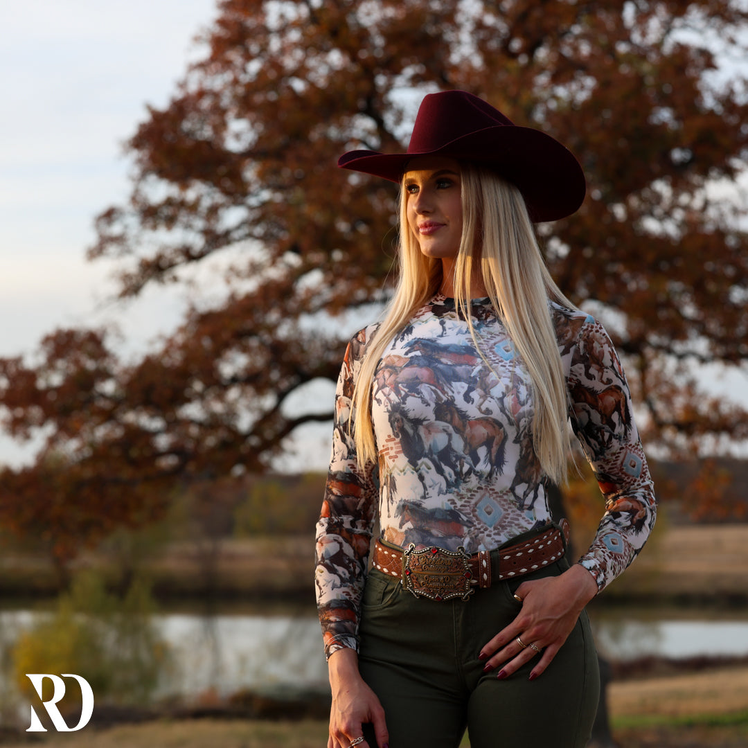 Wild Horses Mesh Layering Top — view 5