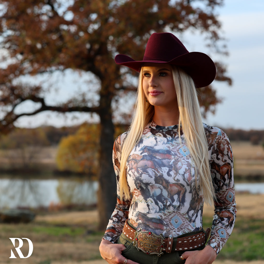 Wild Horses Mesh Layering Top — view 6