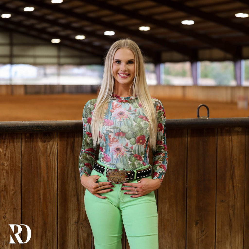 Cactus Floral Mesh Layering Top — view 2