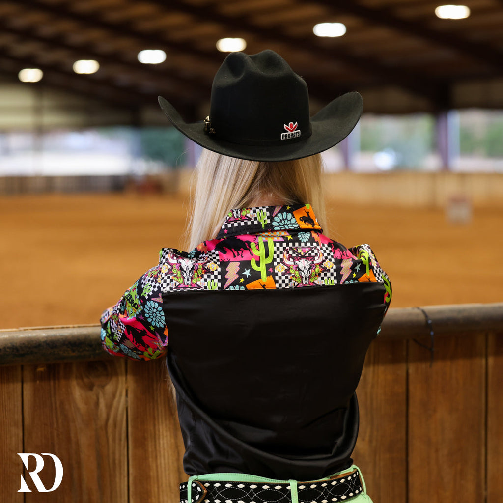 Western Neon Satin Performance Rodeo Shirt — view 2