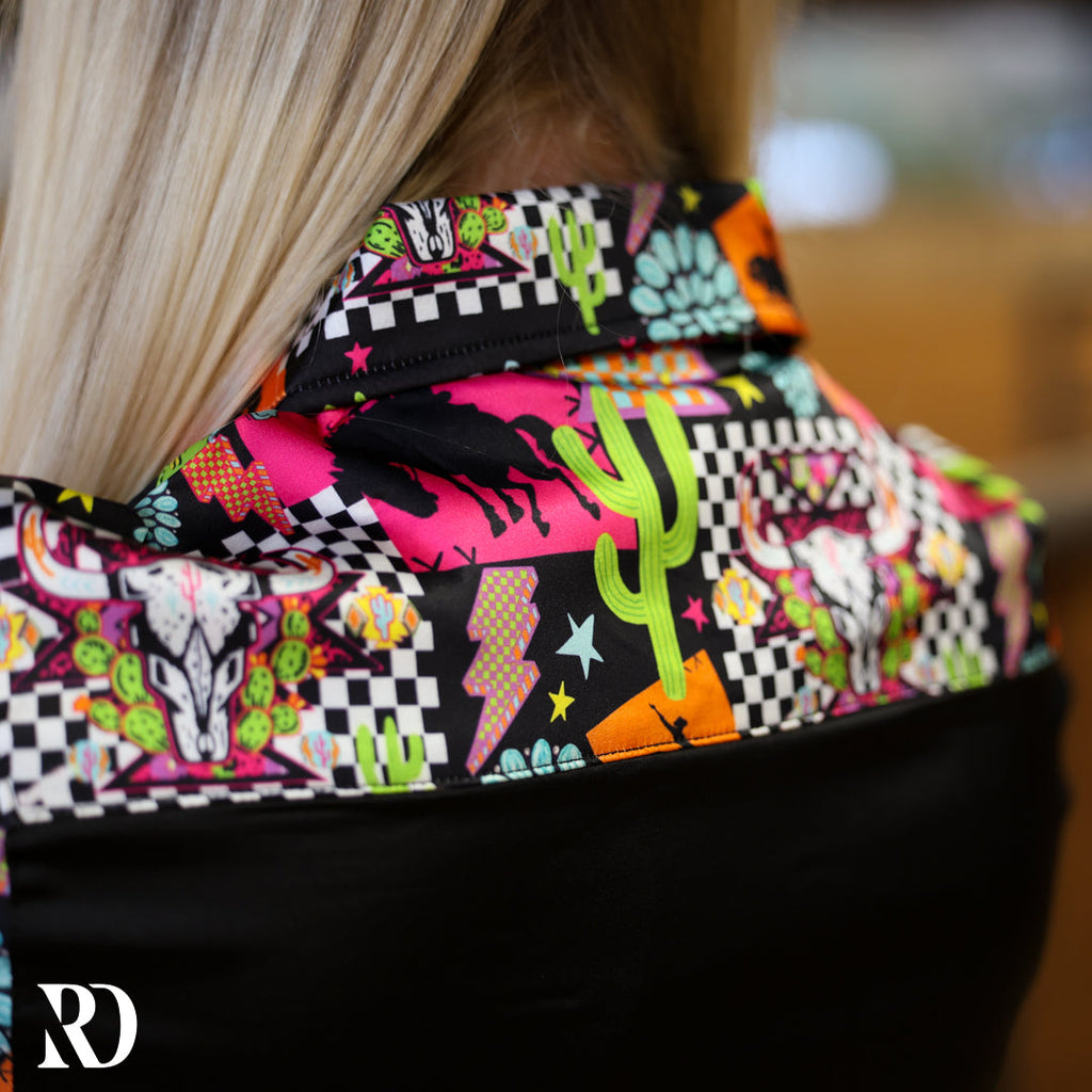 Western Neon Satin Performance Rodeo Shirt — view 3