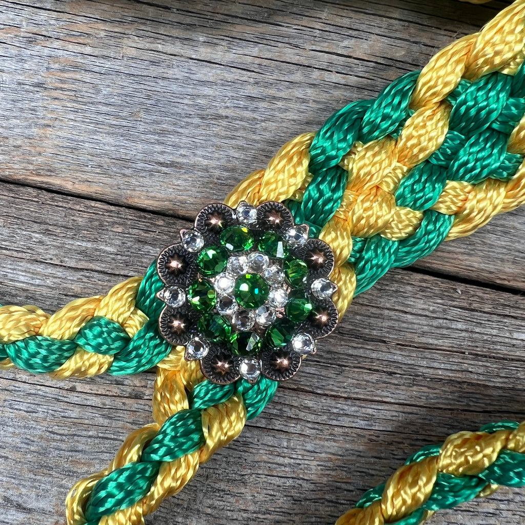 Green and Gold Mule Tape Halter - Fern and Clear #MT236 — view 2