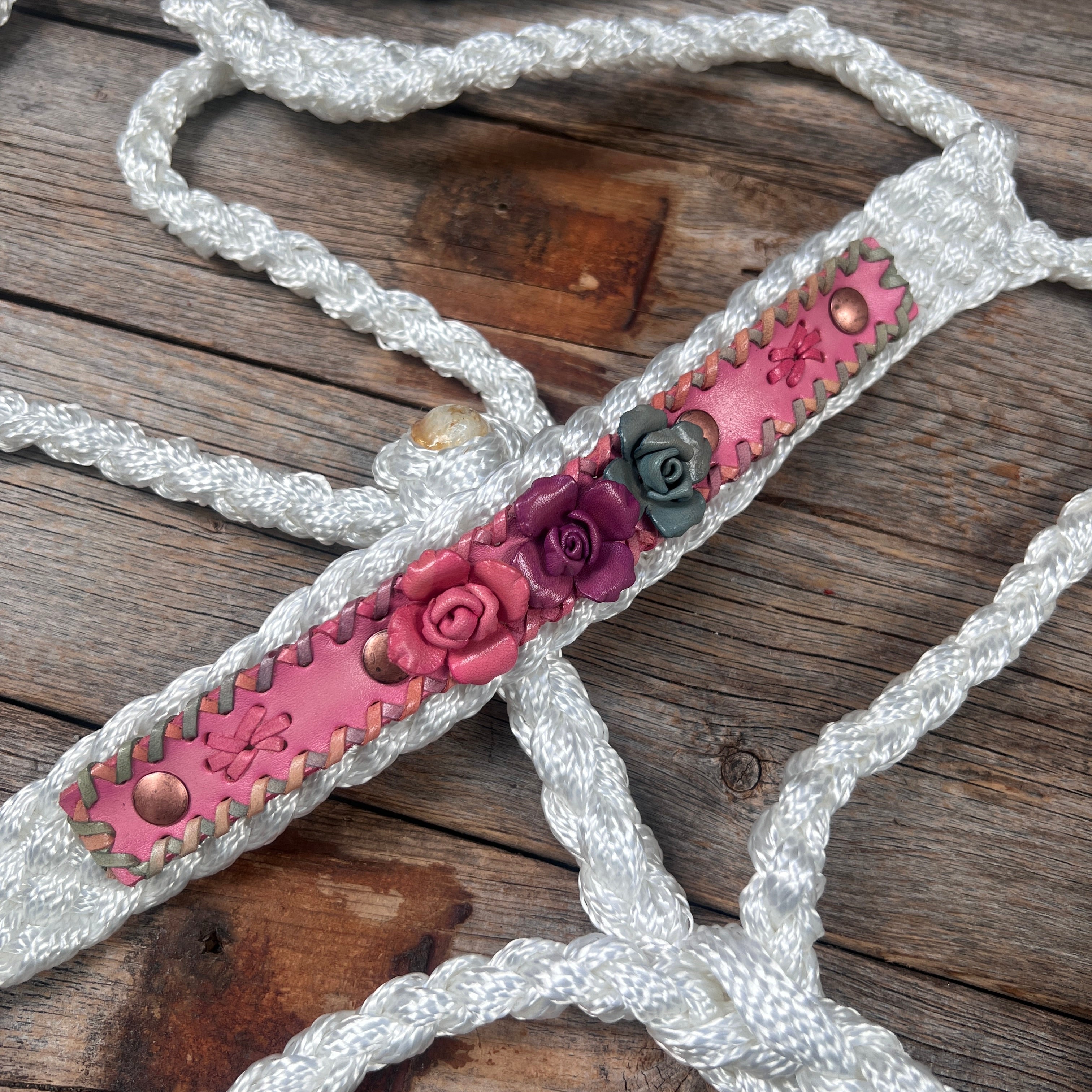 White Mule Tape Halter - Pastel Roses #MT240 — view 2