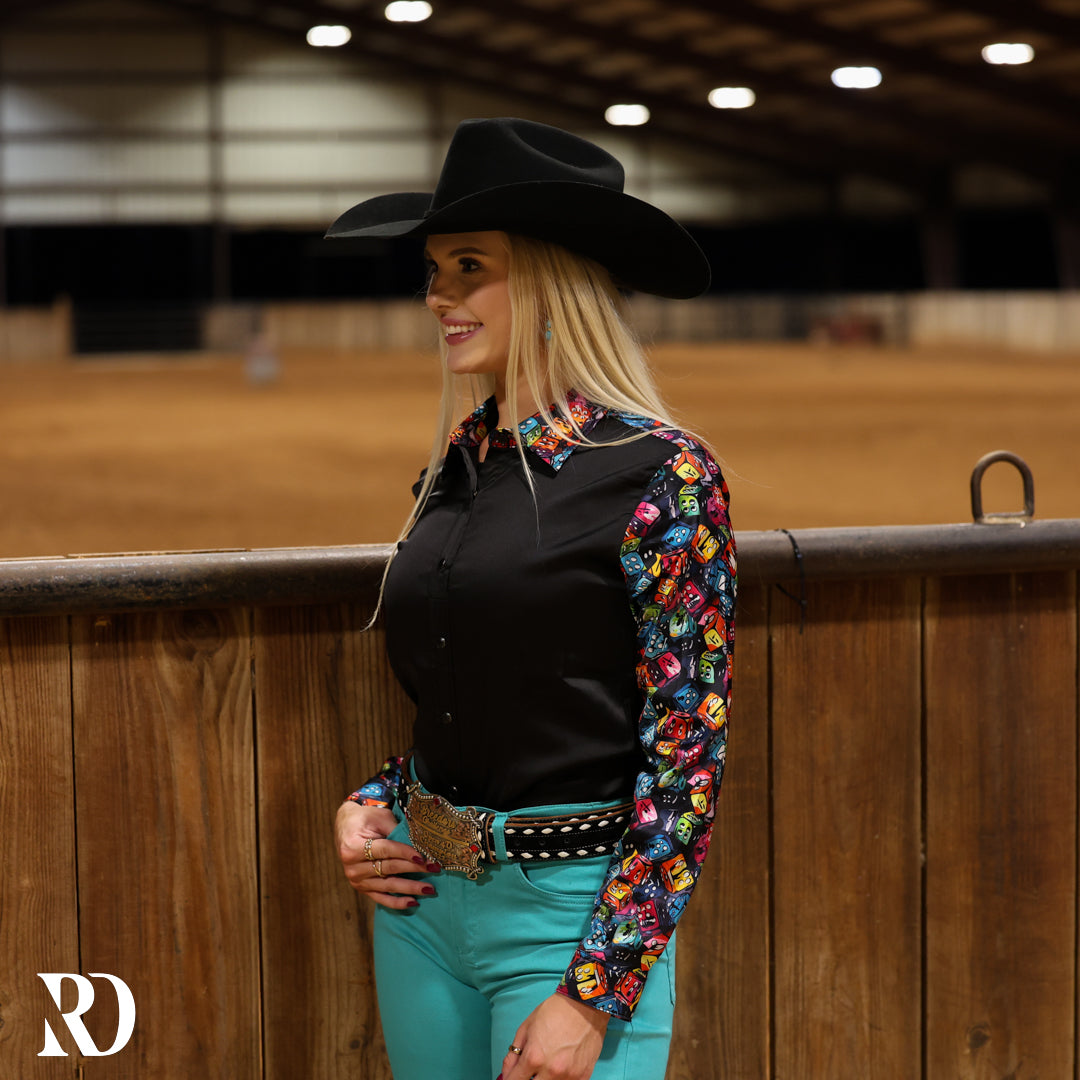 Dice Roll Satin Performance Rodeo Shirt — view 2