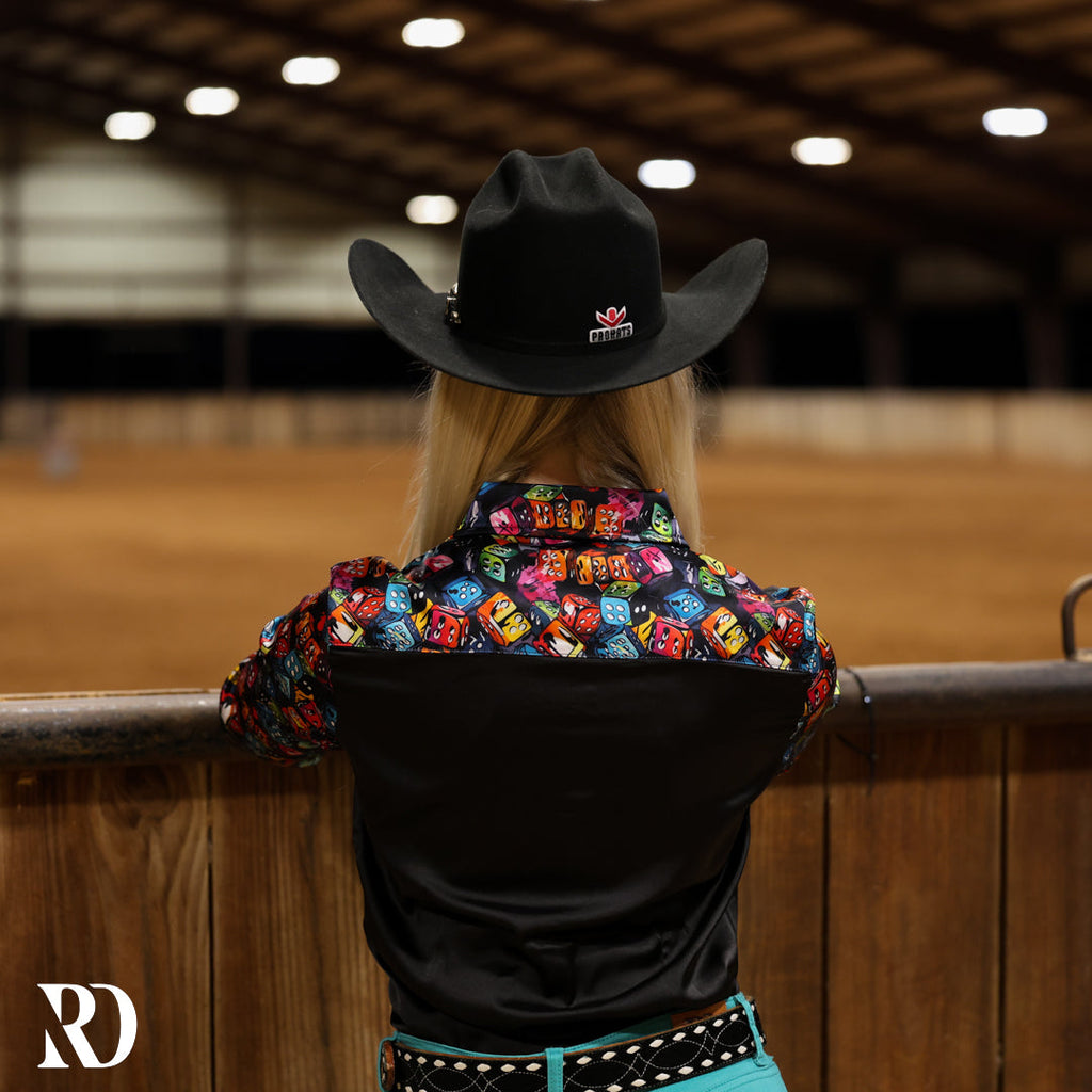 Dice Roll Satin Performance Rodeo Shirt — view 3