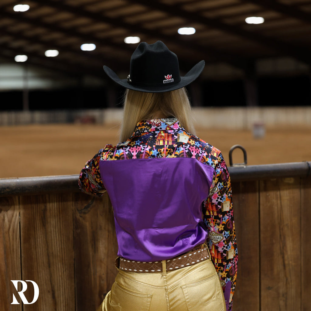 Vegas Lights Satin Performance Rodeo Shirt — view 3