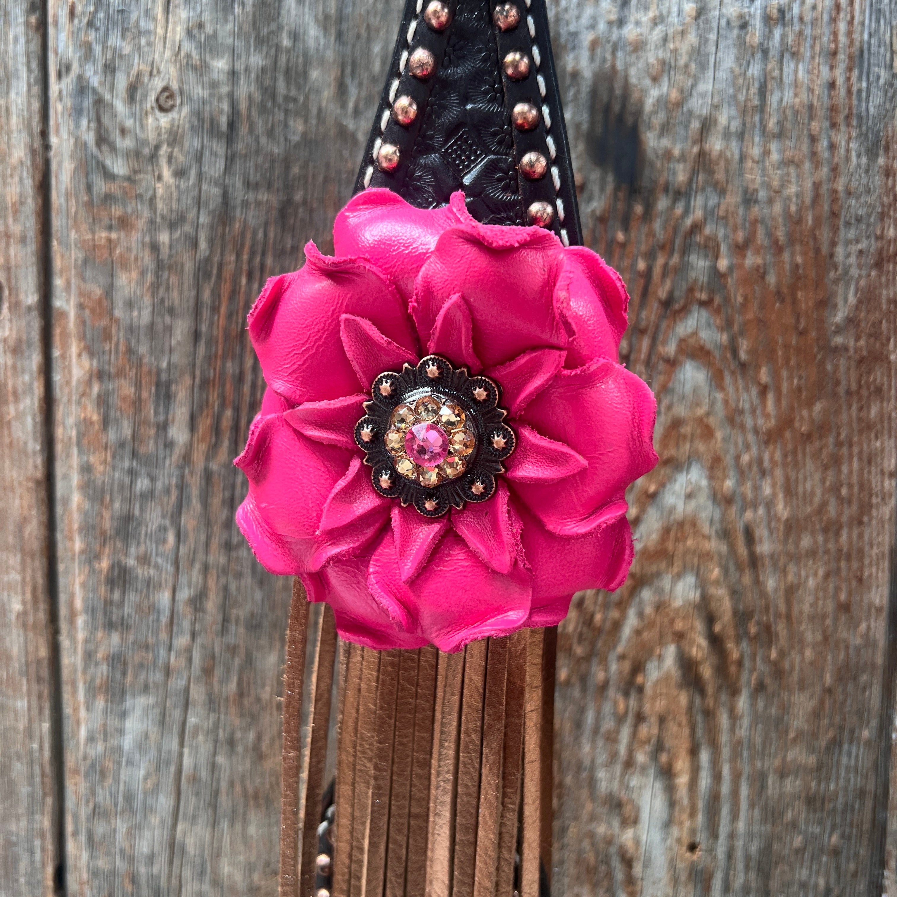 Dark Oil Honeycomb Copper Dot Copper Pink and Champagne Browband / Breastcollar Tack Set #BBBC614 — view 6