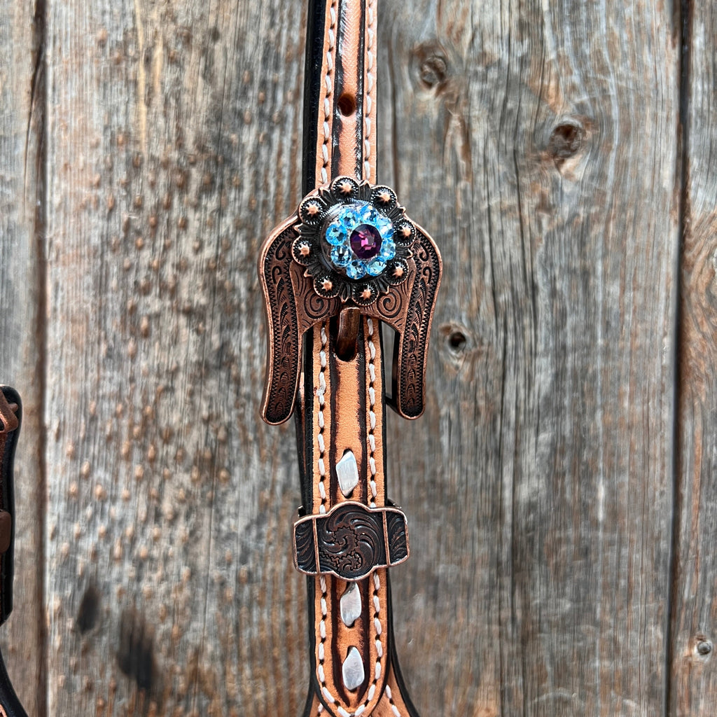 Silver Buckstitch One Ear Headstall / Bridle #OE109 — view 4