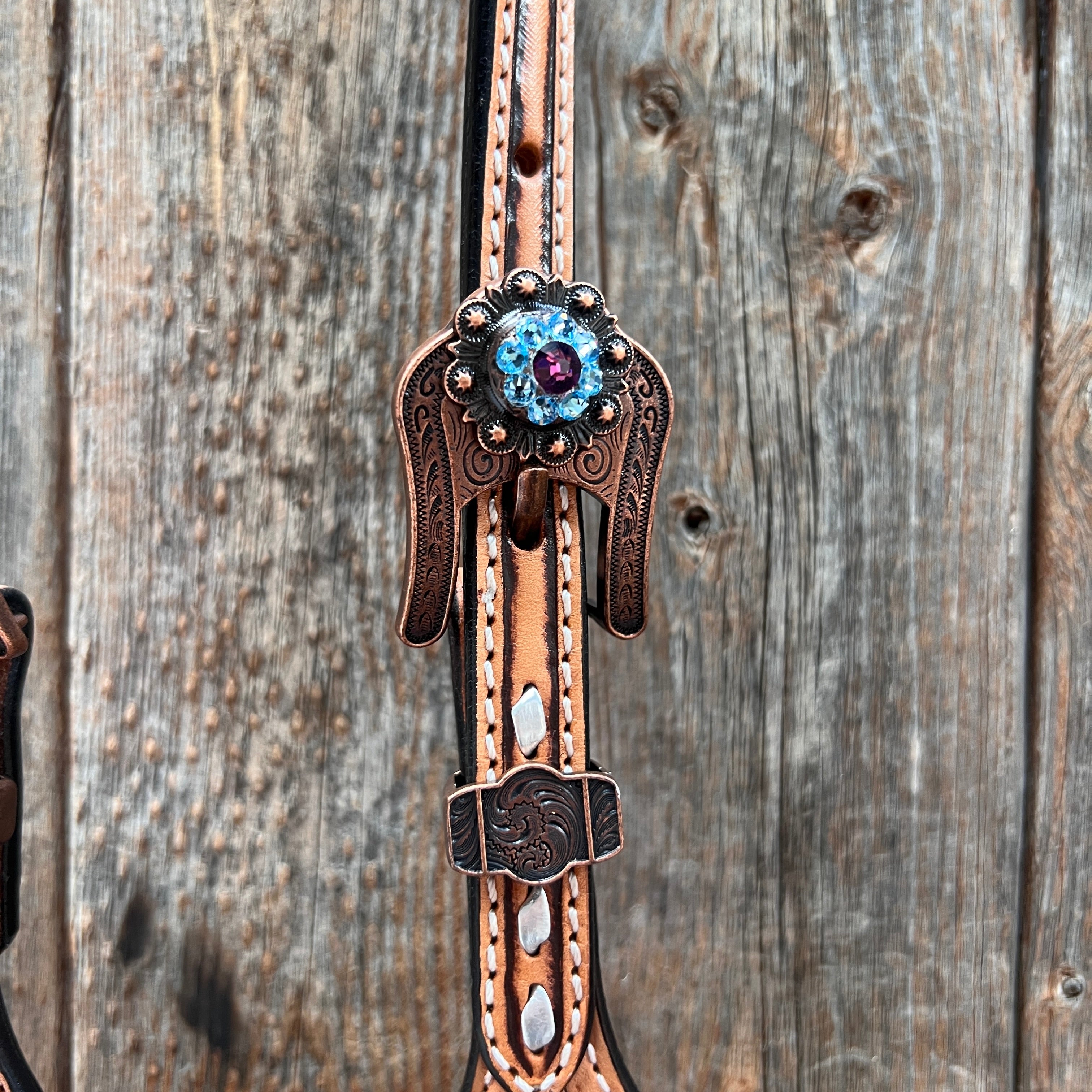 Silver Buckstitch One Ear Headstall / Bridle #OE109 — view 4