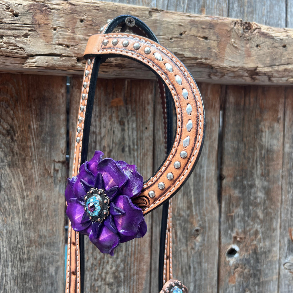 Silver Buckstitch One Ear Headstall / Bridle #OE109 — view 2