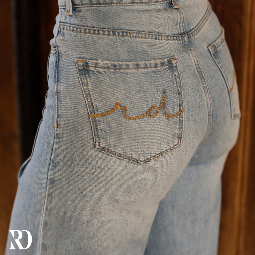 Ava Wide Leg - Light Wash — view 7