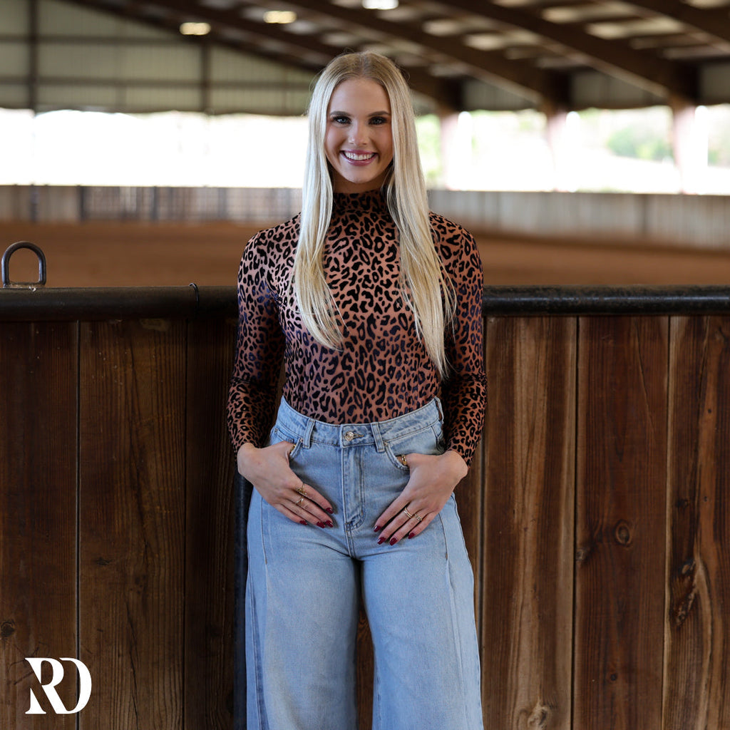 Leopard Velvet Burnout Mock Neck Top — view 2