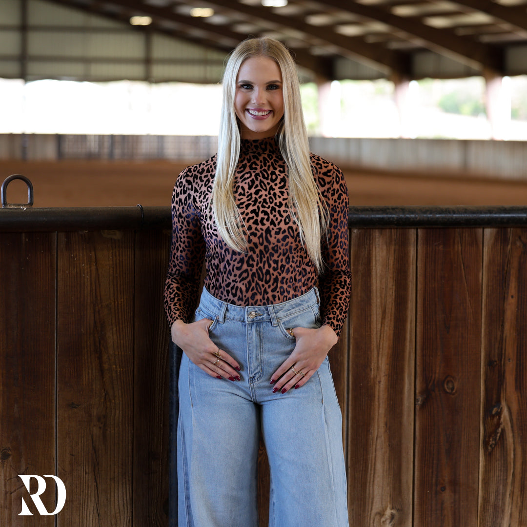 Leopard Velvet Burnout Mock Neck Top — view 2