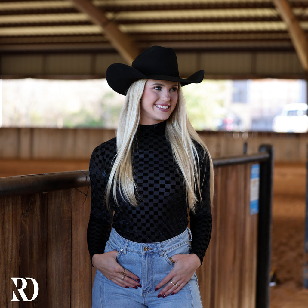 Black Velvet Burnout Mock Neck Top — view 3