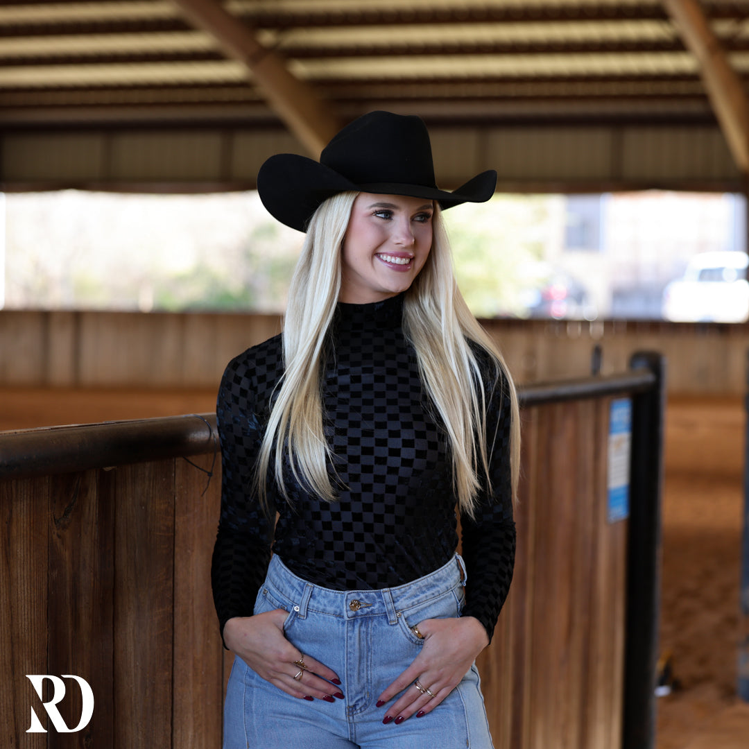 Black Velvet Burnout Mock Neck Top — view 3
