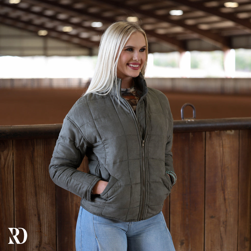 Olive Quilted Puffer | Jacket — view 2