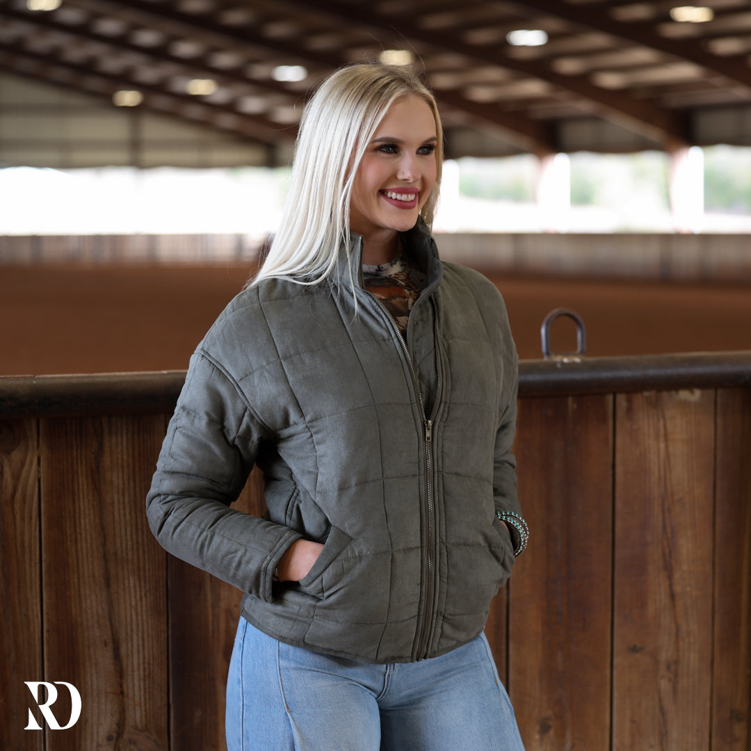 Olive Quilted Puffer | Jacket — view 2