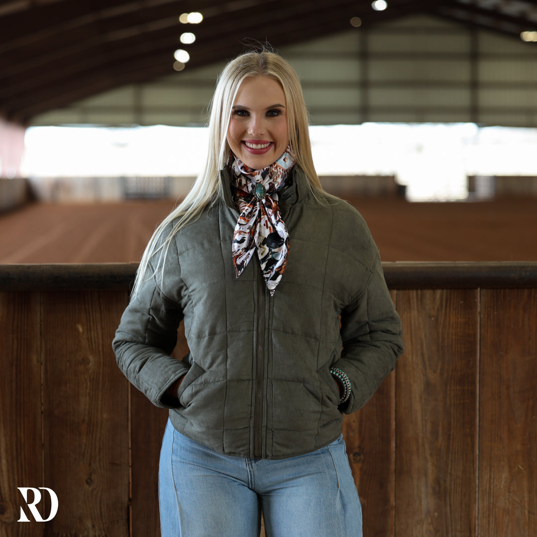 Olive Quilted Puffer | Jacket — view 3