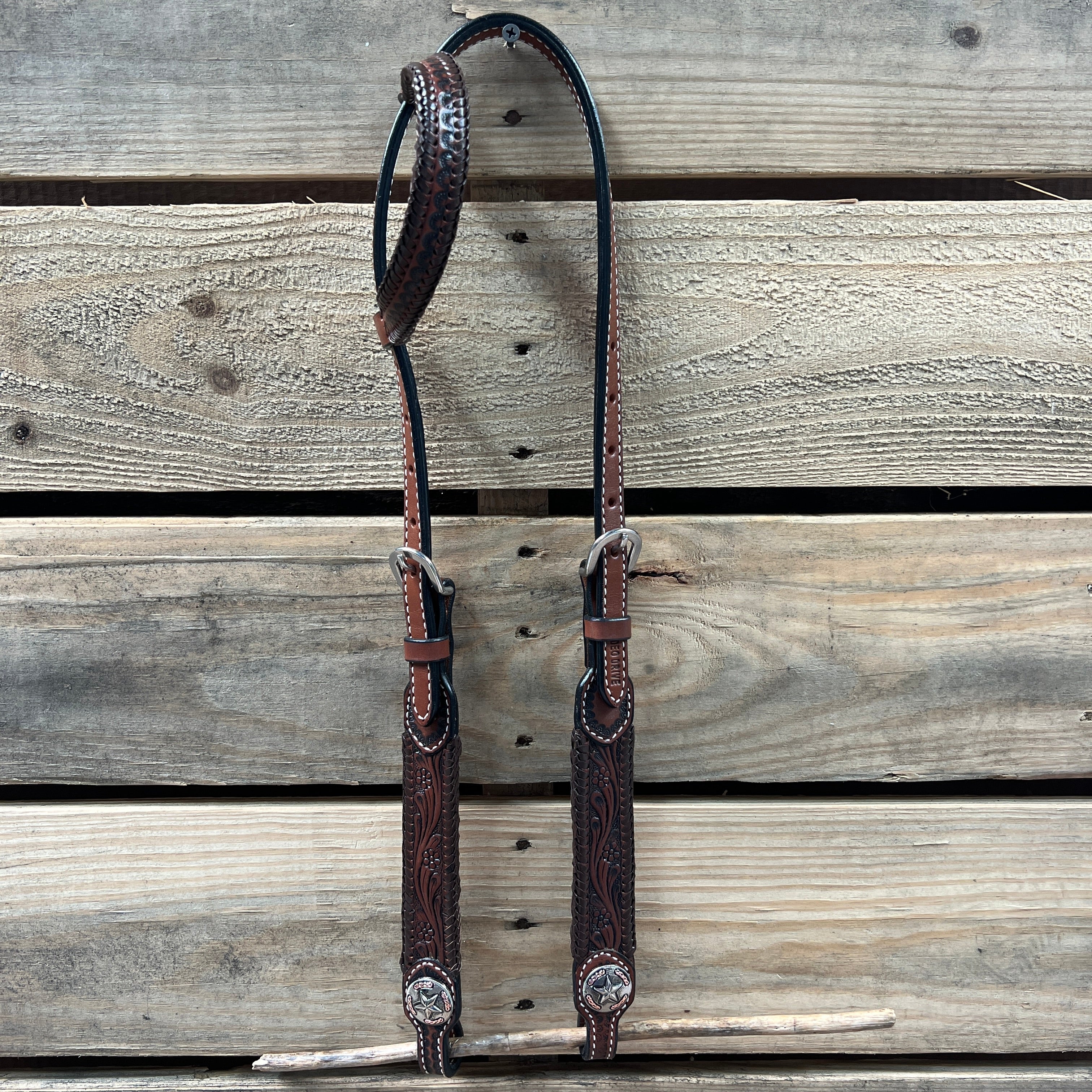 Dark Oil Braid Texas Star Browband Tack Set #BBBC627 — view 6