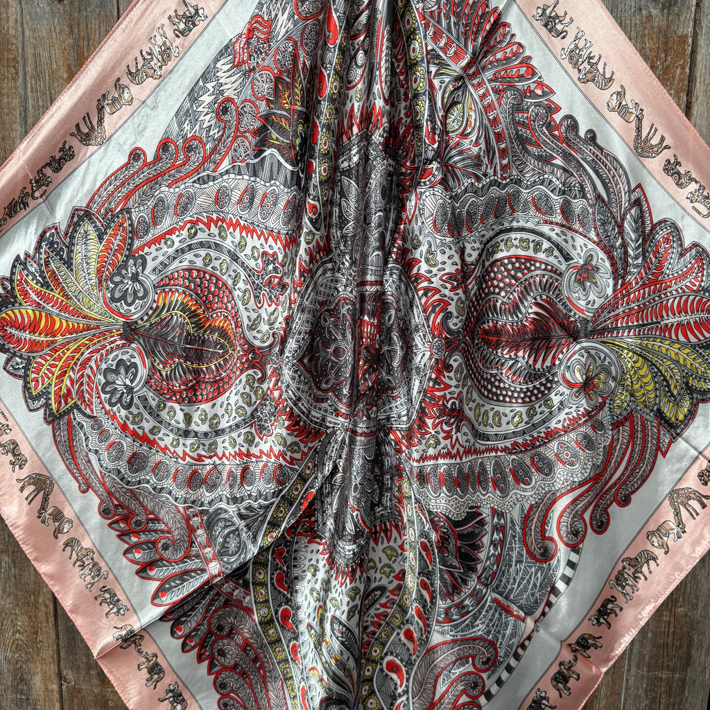 Pink and White Safari Wild Rag - Western Scarf
