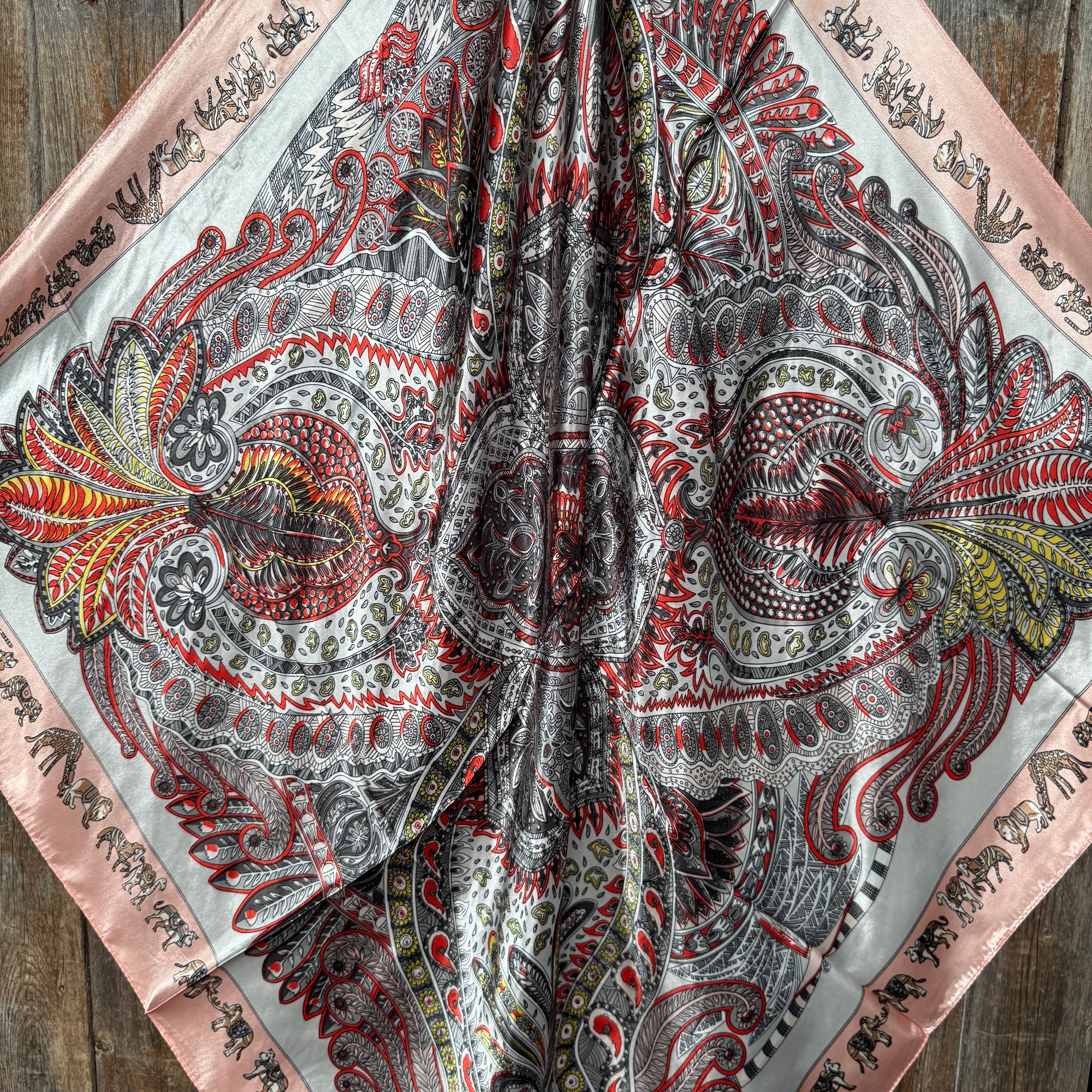 Pink and White Safari Wild Rag - Western Scarf