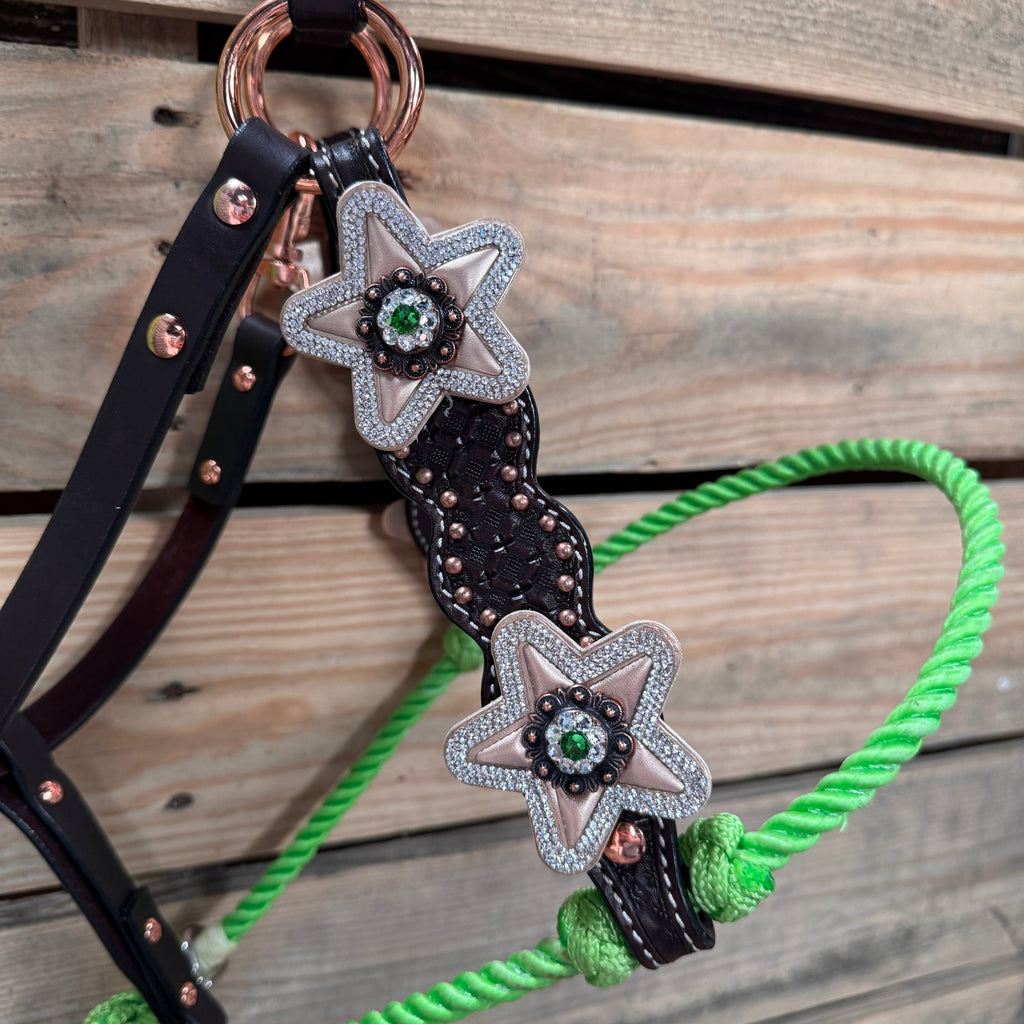 Honeycomb Tooled Lariat & Leather Combo Halter #LH111 — view 3