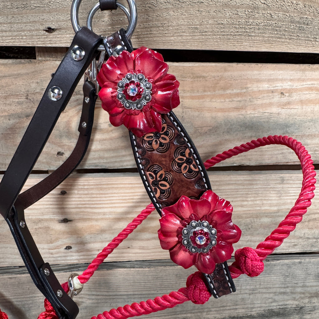 Flower Power Lariat & Leather Combo Halter #LH112 — view 2