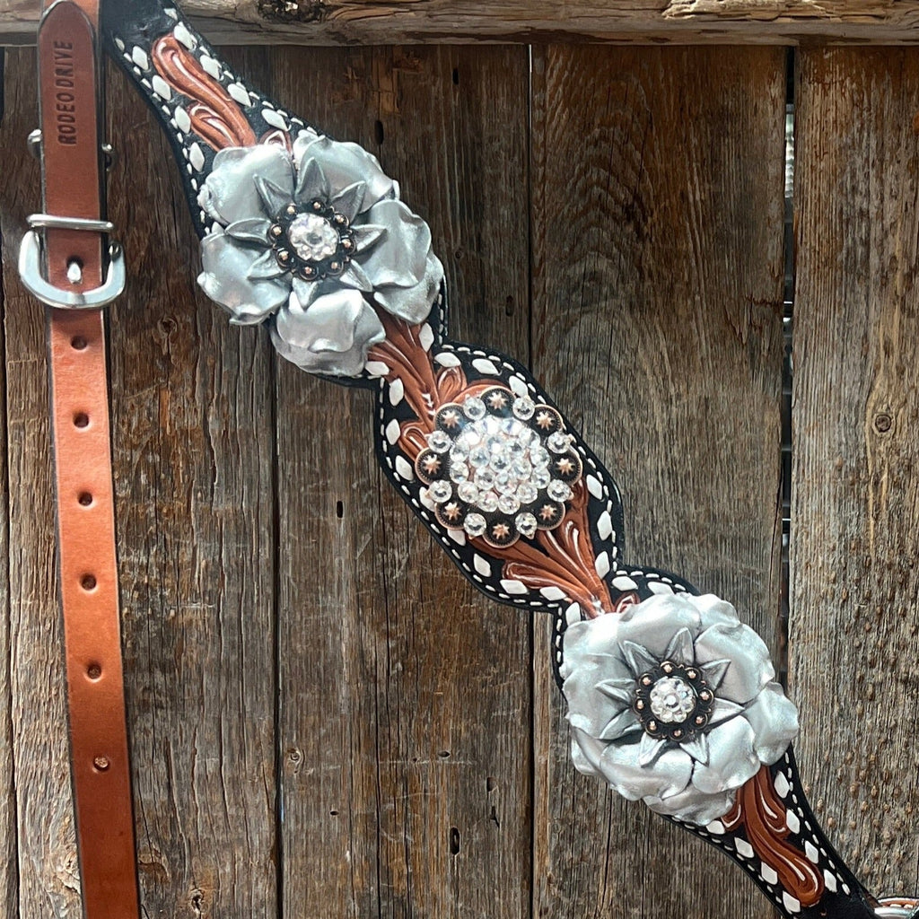 Classic Style Buckstitch Browband/One Ear Headstall & Breastcollar Tack Set BBBC406 — view 10