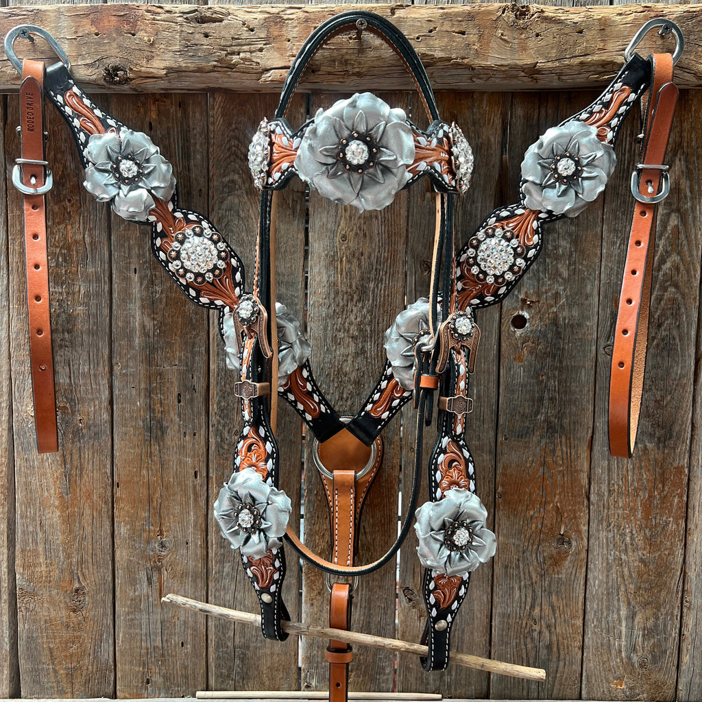 Classic Style Buckstitch Browband/One Ear Headstall & Breastcollar Tack Set BBBC406
