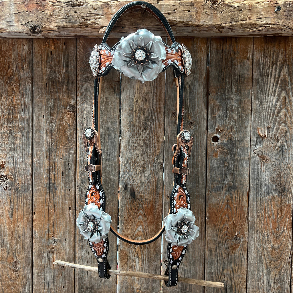 Classic Style Buckstitch Browband/One Ear Headstall & Breastcollar Tack Set BBBC406 — view 3