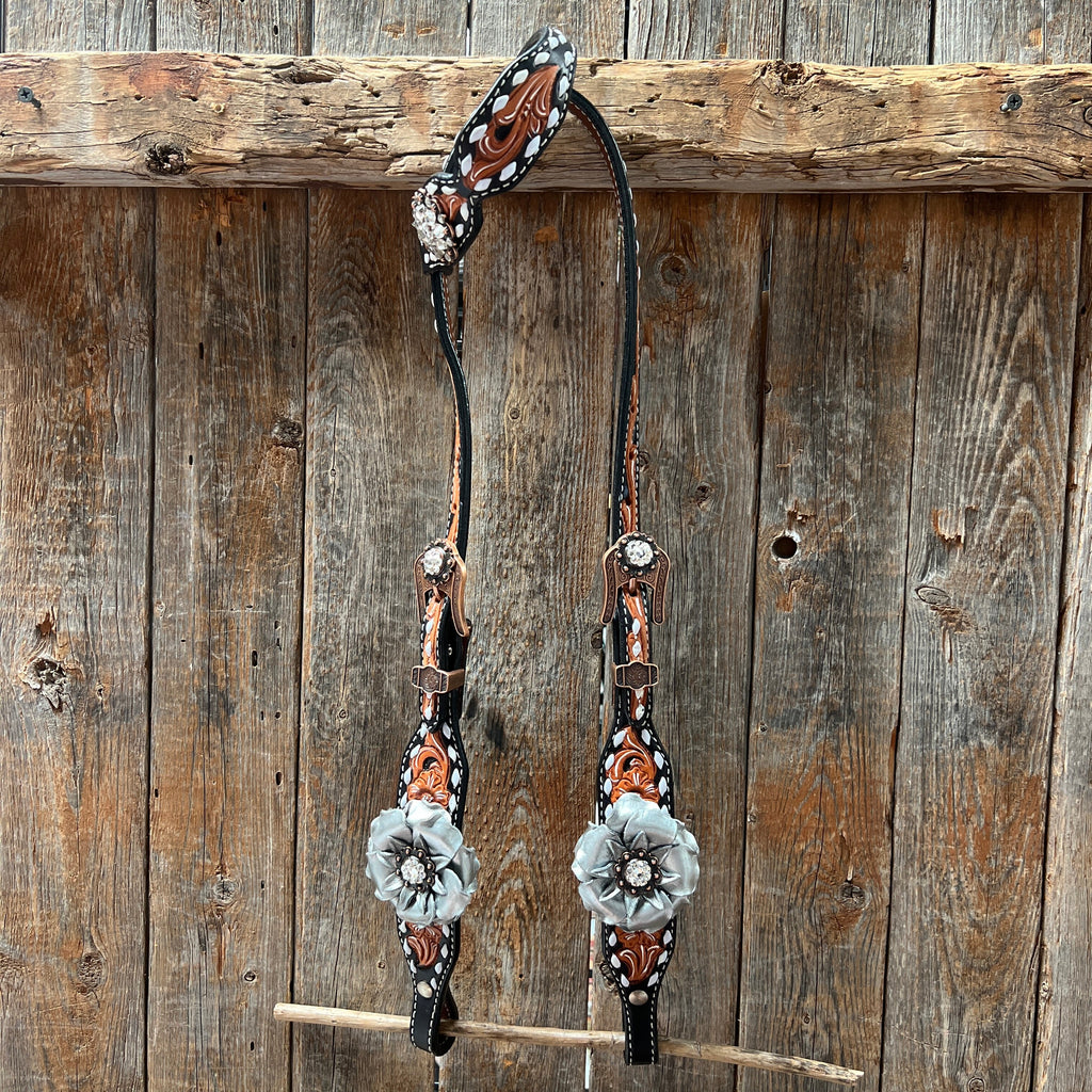 Classic Style Buckstitch Browband/One Ear Headstall & Breastcollar Tack Set BBBC406 — view 7