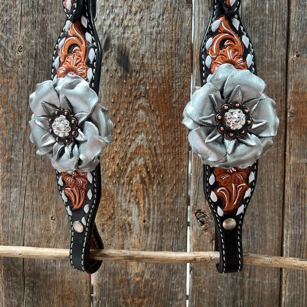 Classic Style Buckstitch Browband/One Ear Headstall & Breastcollar Tack Set BBBC406 — view 6
